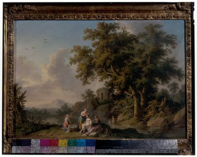 Et par landskap med badende nymfer av Jacob-Philippe Hackert