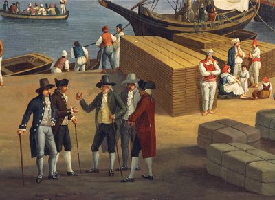 Detalj fra utsikten over havnen i Messina fra Palazzo del Senato av Jacob Philippe Hackert