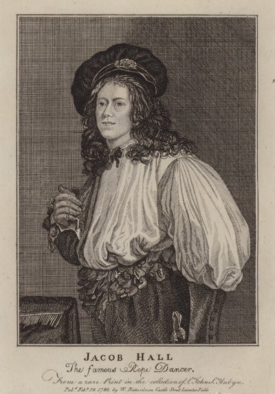Jacob Hall , engelsk repedanser og akrobat aktiv under kong Charles IIs regjeringstid (gravering) av Jacob (after) Van Oost the Younger