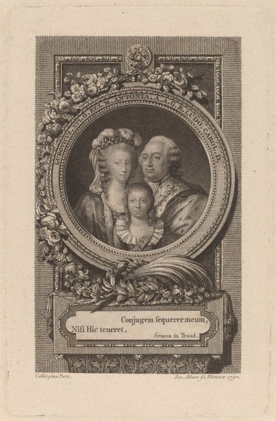 Louis XVI, Marie-Antoinette og Louis-Charles av Jacob Adam after Antoine François Callet