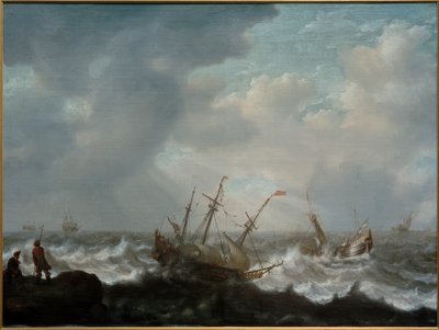 Treskipsførere og andre skip på stormfull sjø av Jacob Adriaensz Bellevois