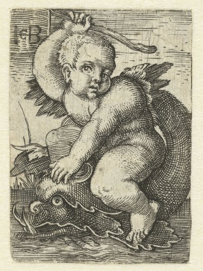 Putto på delfin av Jacob Binck