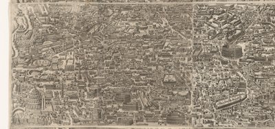 Plattegrond av Rome ti tide van keizer Augustus (midtste blad) Et veldig nøyaktig bilde av den gamle byen dannet fra gamle monumenter Skulpturer fra det gamle Roma fra spor etter ødelagte bygninger av Jacob Bos