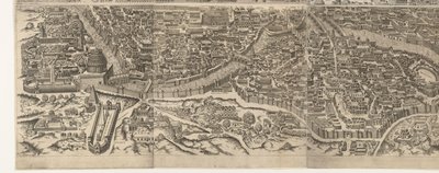 Plattegrond van Roma ten tijde van keizer Augustus (onderste blad) Et bilde av den gamle byen dannet svært nøyaktig fra gamle monumenter Skulpturer fra det gamle Roma fra spor av ødelagte bygninger (...) av Jacob Bos