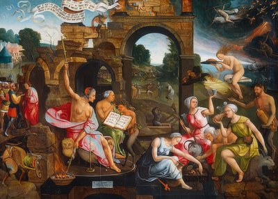 Saul og heksen fra Endor. 1526 av Jacob Cornelisz van Oostsanen
