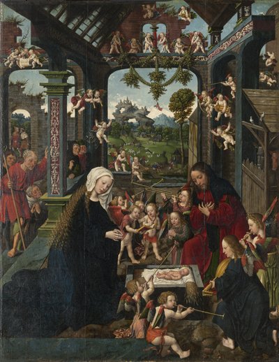Tilbedelsen av Kristusbarnet, ca. 1515 av Jacob Cornelisz van Oostsanen