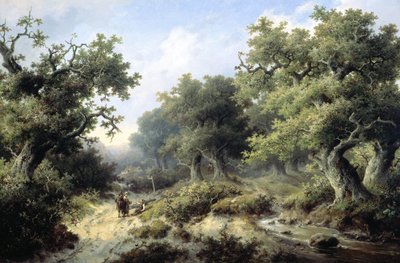 Skoglandskap med reisende av Jacob Cremer
