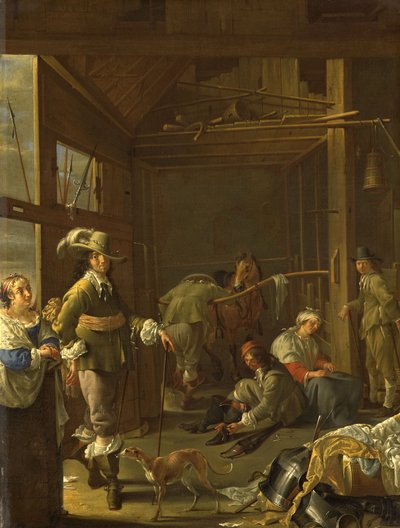 Soldater i en stall, ca. 1655 (olje på lerret) av Jacob Duck