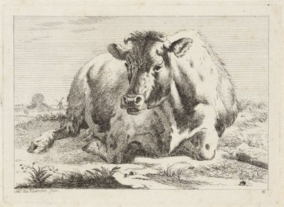 liggende ku Seks trykk etter tegninger av forskjellige mestere (serietittel) av Jacob Elias van Varelen