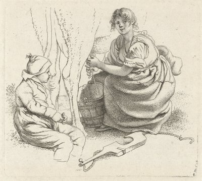 Melkende kvinne Studietrykk / Etudes gravées (serietittel) av Jacob Ernst Marcus