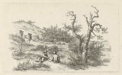 Illustratører i et sanddynelandskap Studietrykk / Etudes gravées (serietittel) av Jacob Ernst Marcus