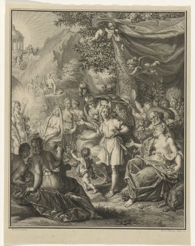 Allegorisk representasjon med Telemachus og Minerva Adventures of Telemachus (serietittel) av Jacob Folkema