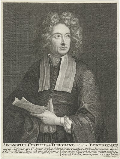 Portrett av komponisten og fiolinisten Arcangelo Corelli 1653-1713 av Jacob Folkema