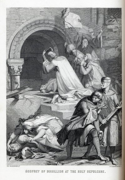 Godfrey of Bouillon ved Den hellige grav, 1882 av Jacob Friedrich Deininger