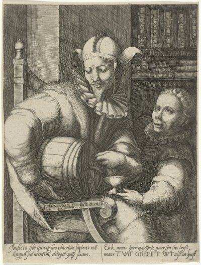 Jester med tønne vin av Jacob Goltzius (II)