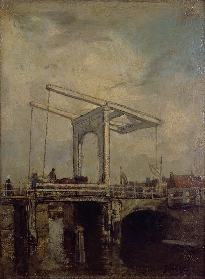 En vindebro i en nederlandsk by, 1875 av Jacob Henricus or Hendricus Maris