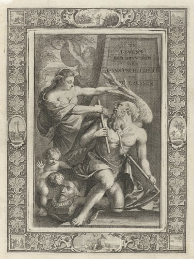 Fantasi temmer fars tid Tittelside for: J.C. Weyerman. Livsbeskrivelsene til de nederlandske kunstmalerne og kunstmalerne, 1729 av Jacob Houbraken