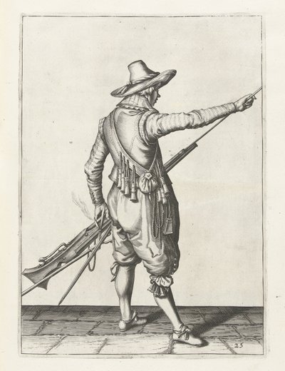 Musketer som fjerner ramstang, ca.1600 av Jacob II de Gheyn