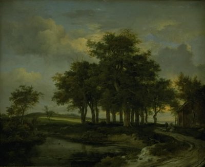 Eiketrær nær en vei, kveld av Jacob van Ruisdael