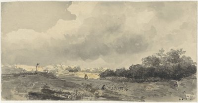 Landskap med en hyrde under en tung overskyet himmel av Jacob Jan van der Maaten