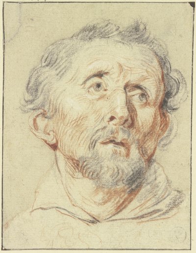 Gammel mann sett forfra, som ser oppover av Jacob Jordaens