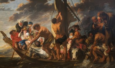 Rentepenningen. Peters fantastiske fiskeekspedisjon. (også: ferge til Antwerpen). Rundt 1623 av Jacob Jordaens