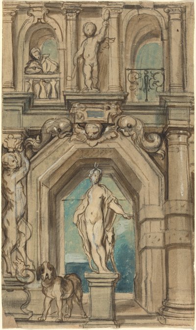 Design for en veggdekorasjon [recto] av Jacob Jordaens
