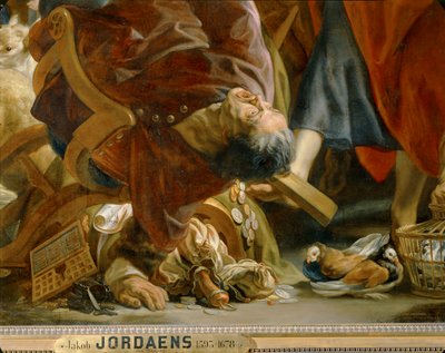 Jesus driver kjøpmennene ut av tempelet (olje på lerret) av Jacob Jordaens