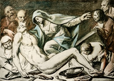 Kristi klagesang (akvarell, rød kritt) av Jacob Jordaens