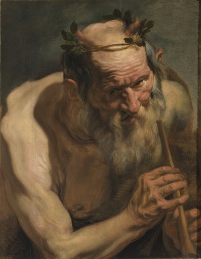 Gammel Satyr holder en fløyte, ca. 1620 av Jacob Jordaens