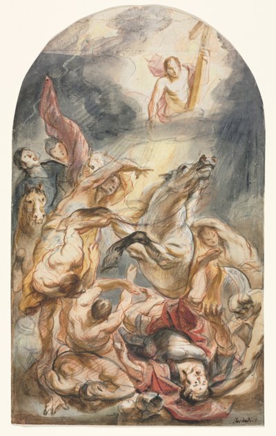 Saulus omvendelse med Kristus og korset av Jacob Jordaens