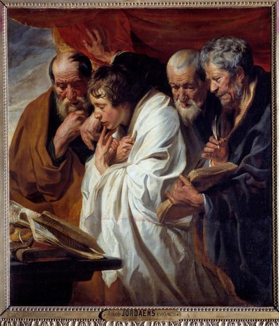 De fire evangelistene maleri av Jacob Jordaens (1593-1678) 1600-tallet. Mål 1,34 x 1,18 m av Jacob Jordaens