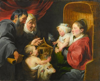 Jomfruen og barnet med St. Johannes og hans foreldre, ca. 1617-1618 av Jacob Jordaens