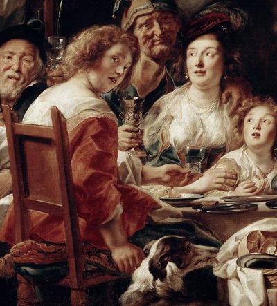 Kongen drikker, detalj (olje på lerret av Jacob Jordaens