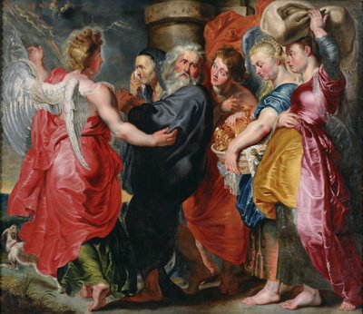 Lot og familien hans forlater Sodoma (etter en komposisjon av Rubens) av Jacob Jordaens