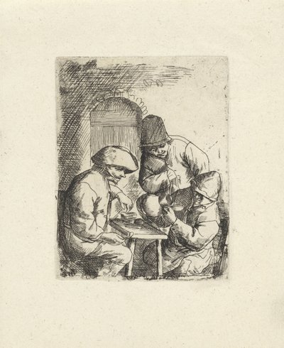 Tre menn og en tom mugge Kopier etter Adriaan van Ostade (serietittel) av Jacob Laurensz. van der Vinne
