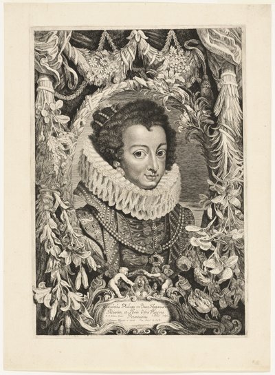 Elisabeth av Bourbon, dronning av Spania, plate 13 fra Duces Burgundiae (Dukes of Burgundy) av Jacob Louys