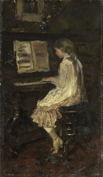 Jente ved pianoet av Jacob Maris