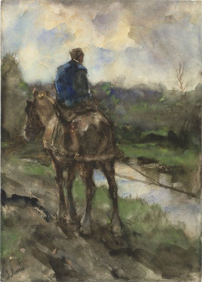 Jeger til hest på trekkveien av Jacob Maris