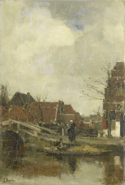 Gammelt nabolag ved vannet av Jacob Maris