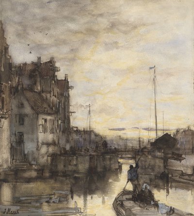 Bybilde om natten av Jacob Maris