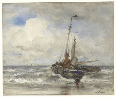 To fiskebåter på stranden av Jacob Maris