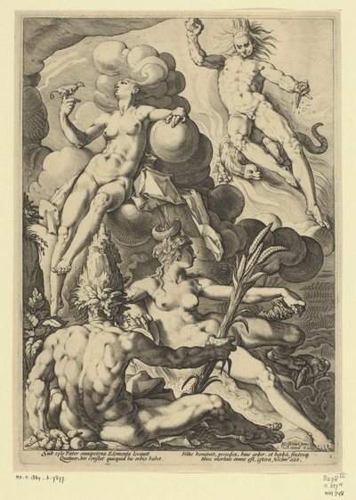 De fire elementene Mytologiske og allegoriske representasjoner (serietittel) av Jacob Matham (attributed to)