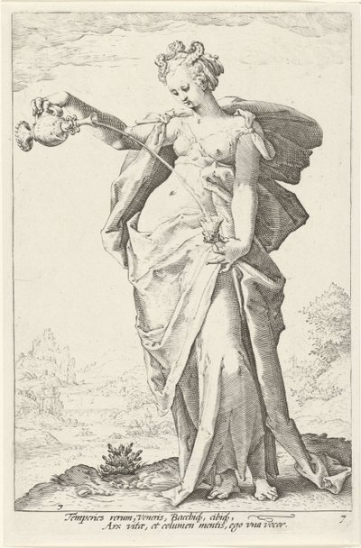Matigheid (måtehold) De Deugden (serietittel) av Jacob Matham (attributed to)
