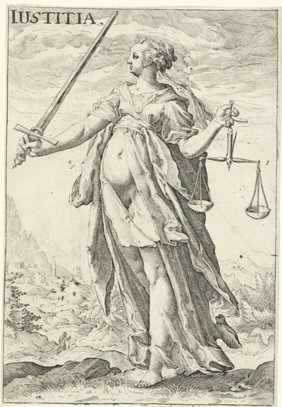Rettferdighet (Justitia) Iustitia (tittel på objekt) av Jacob Matham (attributed to)