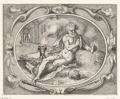 Brann (Ignis) Ignis (tittel på objekt) The Four Elements (serietittel) av Jacob Matham (workshop of)