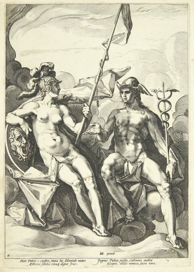 Alliansen mellom Athena og Merkur (Hermathena) av Jacob Matham