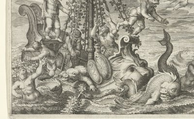 Bacchus gjør fangstmennene sine til delfiner av Jacob Matham