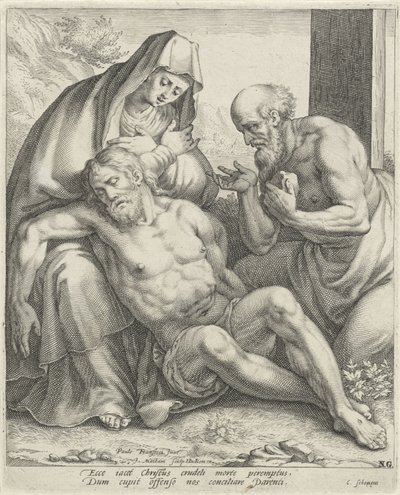 Kristi klagesang av Maria og St. Hieronymus av Jacob Matham