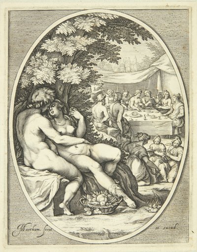 En gud og en gudinne i omfavnelse av Jacob Matham